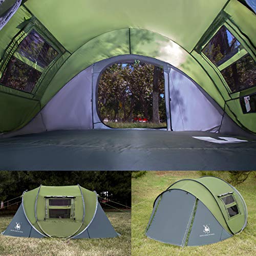 4 Person Easy Pop Up Tent,9.5’X6.6’X52'',Waterproof, Automatic Setup,2 Doors-Instant Family Tents for Camping, Hiking & Tr...