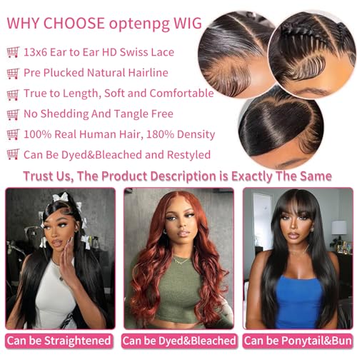 24 Inch 13x6 Lace Front Wigs Human Hair Pre Plucked Body Wave HD Lace Frontal Wigs Human Hair 200% Density Glueless Wigs Human Hair for Women