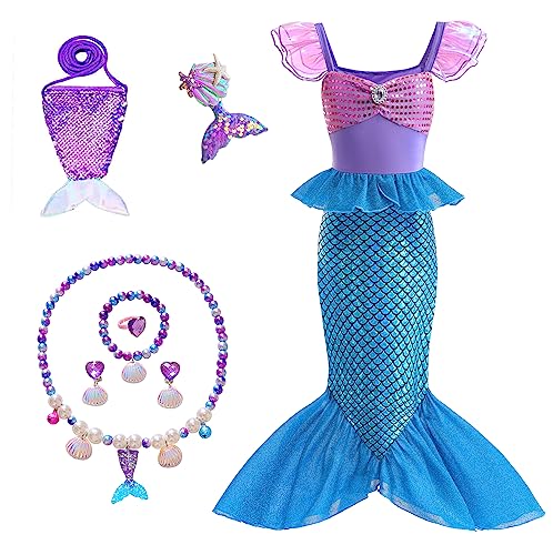 Little Girls Princess Mermaid Costume for Girls Dress Up with Accessory for Christmas Birthday Party Supplies
