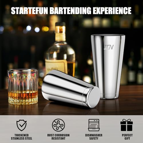 IOV Boston Cocktail Shaker Set, 18oz & 28oz Stainless Steel Weighted Shaker Tins, Metal Martini Drink Mixer for Bartendin...