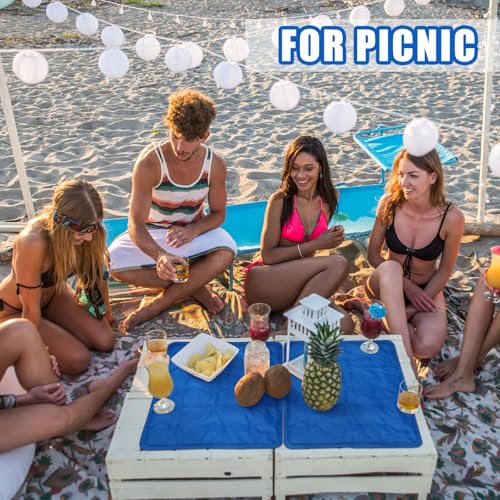 Reallnaive 2 Pcs Reusable Freezable Ice Mat for Buffet Table Chilled Serving Tray Party 19.69 x 15.75 Inches Charcuterie C...