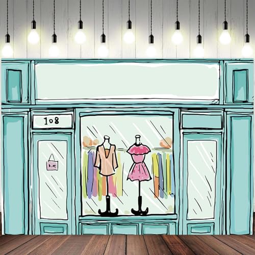 ASDCXZ 10x8ft Shop Backdrop Boutique Clothing Store Photography Background Shopping Mall Merchandise Window Showroom Dress...