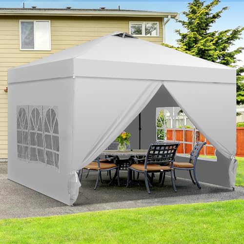 Saemoza 12x12 Pop Up Canopy Tent with One Push Setup, Portable Sun Shade Tent, Instant Easy Up Canopy with 4-Sidewalls & W...
