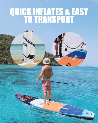 Highpi Inflatable Stand Up Paddle Boards, Ultra-Light SUP for All Skill Levels, w/Accessories Backpack, Anti-Slip Deck, Le...