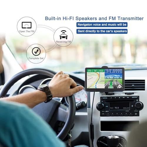 Car GPS Navigation System with 7 inch Display, 2025 Maps, Free Lifetime Updates for RV, Truck, Commercial Drivers, Semi Tr...