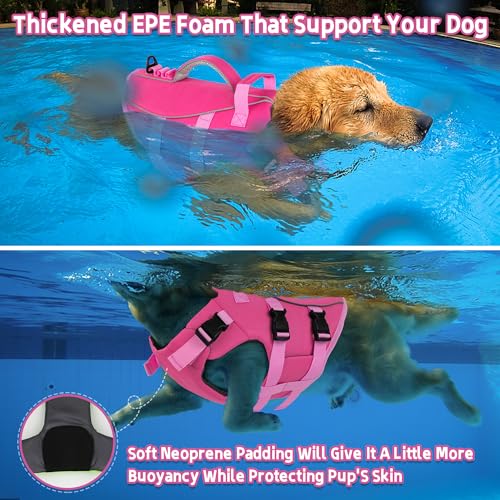 Dogcheer Dog Life Jacket with Double Rescue Handle, Reflective Dog Harness Life Vest for Swimming Boating, Adjustable Pupp...