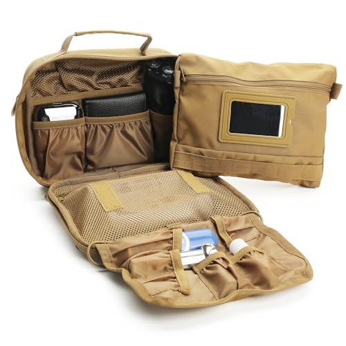 SMONT Tactical Toiletry Bag for Men, 9.5" Hanging Dopp Kit Shaving Hygiene Bag for Traveling Bathroom