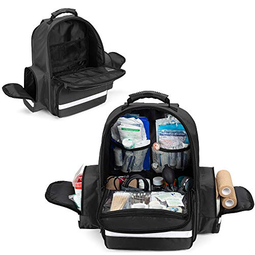 Trunab First Responder Bag Trauma Backpack Empty, Medical Emergency Kits Storage Jump Bag Pack for EMT, EMS, Police, Firef...