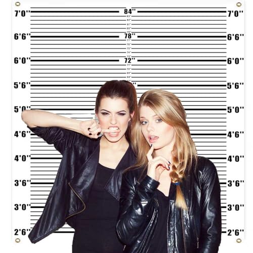 Zliisang 4.3 x 4.9ft Mugshot Backdrop for Photoshoot Arrested Height Photography Background Photo Booth Props Backdrop Mur...