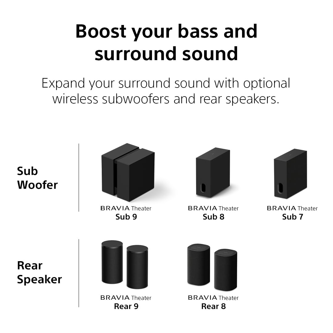 Sony BRAVIA Theater Bar 7 Soundbar for TV Surround Sound Home Theater with 9 Speakers, Dolby Atmos®/DTS:X®, 360 Spatial Sound Mapping, Dual Subwoofer Capability, Bluetooth, HT-A7100, 2026 Model