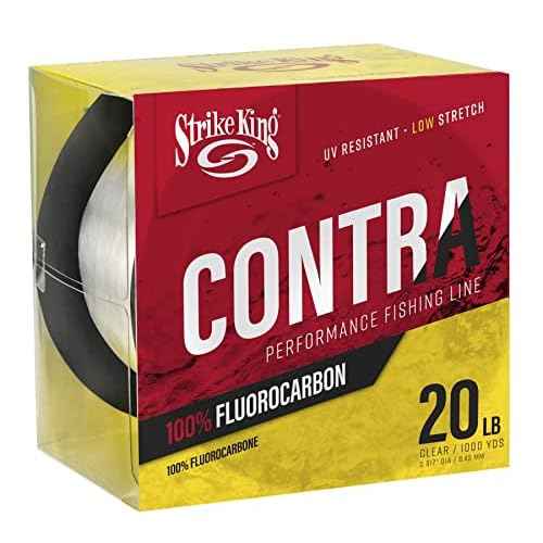 Strike King Contra Fluorocarbon Performance Fishing Line, 1000-Yards, 20-Pound, UV-Resistant, Clear