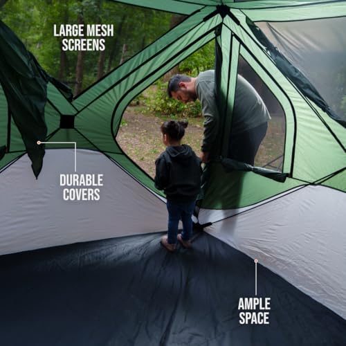 Instant Pop Up Camping Tent for 4-6 People | High-End All-Season Tent with Mesh Windows, Waterproof Rainfly & Tool-Free Se...
