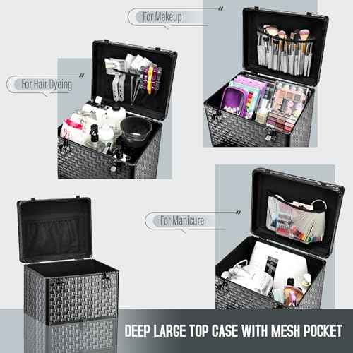 Salon Cart with 3 Drawers, Nail Trolley Cart with Wheels Salon Station Rolling Makeup Train Case Cosmetology Case Organizer Cases for Nail Tech,SPA,Face Painting,Hairstylist,Makeup Artist