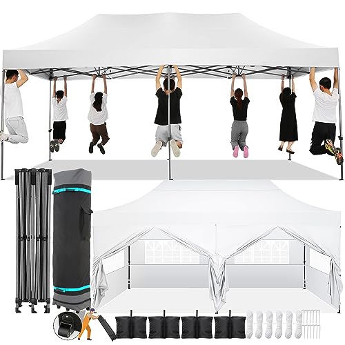 COBIZI 10x20 Pop Up Canopy with 6 Sidewall,Heavy Duty Canopy UPF 50+ All Season Wind Waterproof Commercial Outdoor Wedding...
