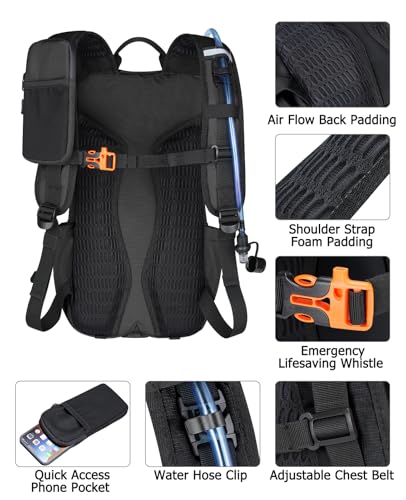 NOOLA Hydration Backpack with 3L Water Bladder - 22L Water Backpack for Hiking, Cycling, Running, Biking - Lightweight Hik...