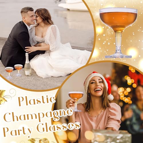 yptniginu 24 Pcs Champagne Tower Glasses Set, 5 oz Plastic Champagne, Unbreakable Margarita Coupe, Stackable & Shatterproo...