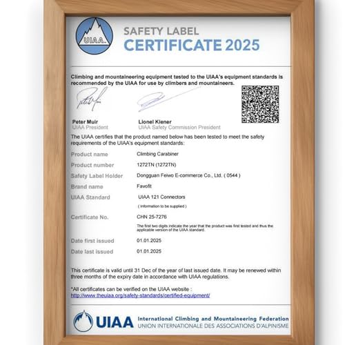 UIAA Certified 25kN-42kN Climbing Carabiners - Favofit Heavy Duty Locking Carabiner Clips with Twist or Screw Lock - Profe...