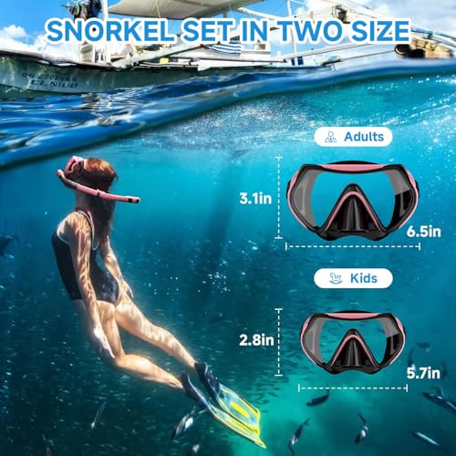 Snorkeling Gear for Adults, Dry-Top Snorkel Set Scuba Diving mask, 180°Panoramic Wide View Professional Snorkeling Gear Br...