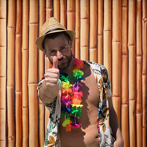 Buryeah Bamboo Wall Panel, Natural Bamboo Backdrop, Interior Wall Decoration Tiki Photo Backdrop Summer Hawaiian Beach Pol...