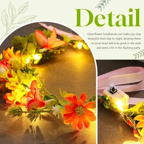 DRESBE Light Up Flower Crown Headbands LED Fairy Floral Hair Accessories for Women