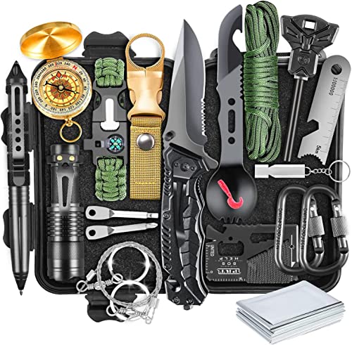 Survival Kit, Gifts for Men Dad Husband, Emergency Survival Gear and Equipment 19 in 1, Fishing Hunting Birthday for Men, ...