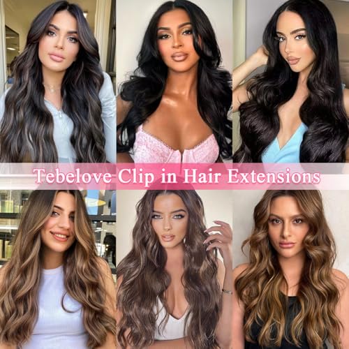Clip in Hair Extensions Real Human Hair 3.9oz/110g Clip ins 100% Human Hair Extension for Women 8pcs Per Set with 18 Clips Double Weft (22 Inch #4/27 Chocolate Brown to Honey Blonde)