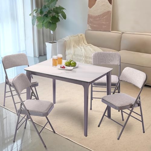 2 Pack Folding Chairs with Fabric Padded Cushion and Back, Commercial Grade Metal Chairs with Comfortable SOFT Fabric Cush...