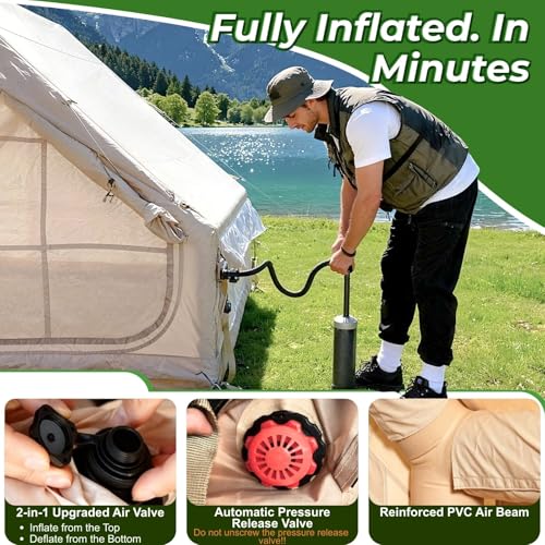 AirOutelle 4-6 Person Inflatable Air Tent - 4 Season Family Camping Tent with 3000mm Waterproof & Quick Setup Under 5 Min...