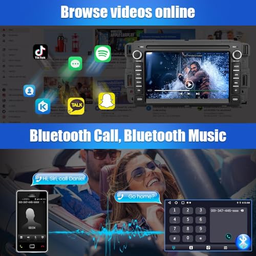 Junsun 4Core 64GB ROM Car Radio Stereo for Chevy Silverado GMC Sierra 2007-2013, Android 13 with CarPlay Android Auto Blue...