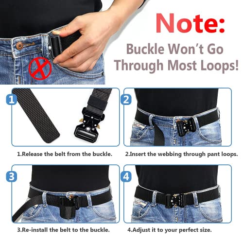 YOORAN Tactical Belts for Men 4 Pack, Compass Military Web Belt, Heavy-Duty Quick-Release Metal Buckle Riggers Belt for Men