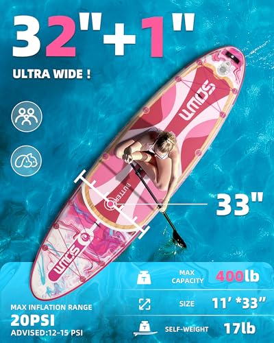 SOWM Inflatable Paddle Boards 11'x33'', Stand Up SUP Paddle Board Inflatable for Adults Youth, Extre Wide & Non-Slip Sup o...