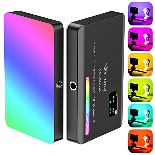 VIJIM VL120 RGB Video Light, Portable LED Camera Light Panel 0-360 Full Color, CRI 95+ 2500-9000K LED 3100mAh Rechargeable...