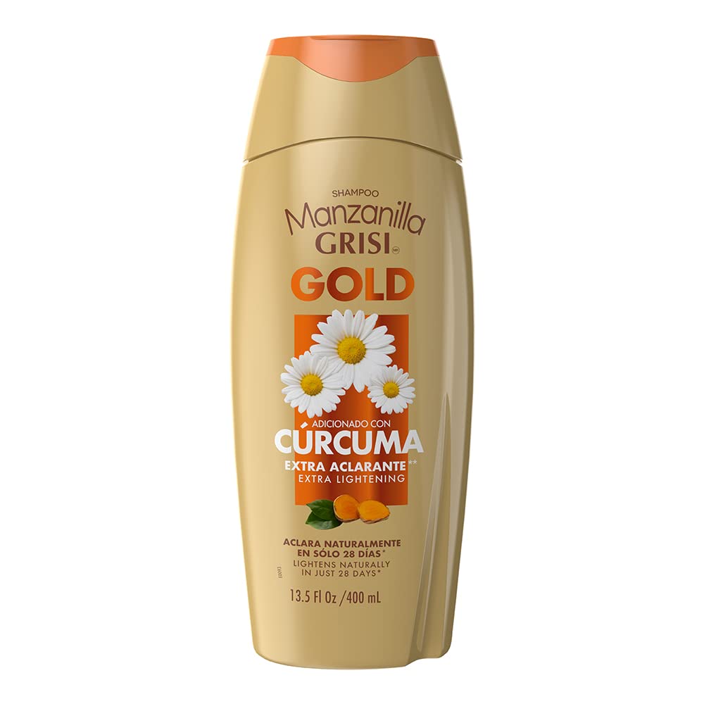 Manzanilla Grisi Gold Extract Lightening Shampoo, Extra lightening and glowing effect hair, with Chamomile Flower Extract and Tu