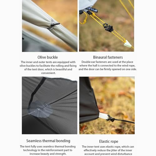 MOXIHIKE 3FULGEAR Lanshan 2 Tent 2 Person Ultralight Camping Tent, 3/4 Season Professional 15D Silnylon Rodless Tent for C...