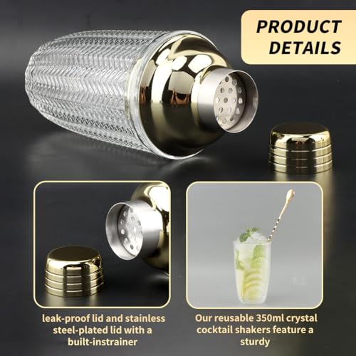 Gold Cocktail Shaker Set with Measuring Jigger, Mixing Spoon & Muddler – Home Bar Accessories for Cocktails & Protein Shak...