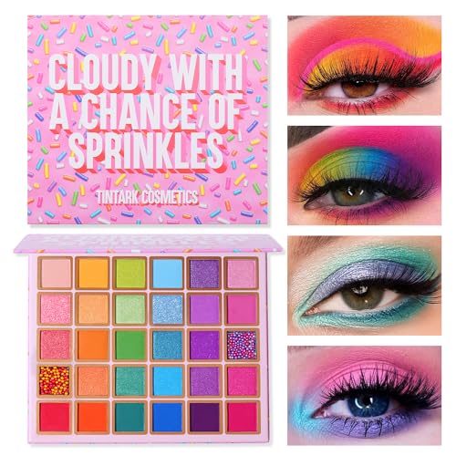 Tintark 30 Colors Makeup Eyeshadow Palette for Beauty & Matte Metallic Shimmer Pearl Glitter Eye Shadow Pallet & Rainbow C...