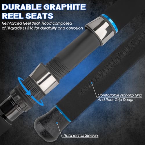 THKFISH 4 Piece/5 Piece Saltwater Travel Rod, Heavy Spinning Fishing Rod Portable Travel Surf Rod Carbon Fiber Saltwater B...