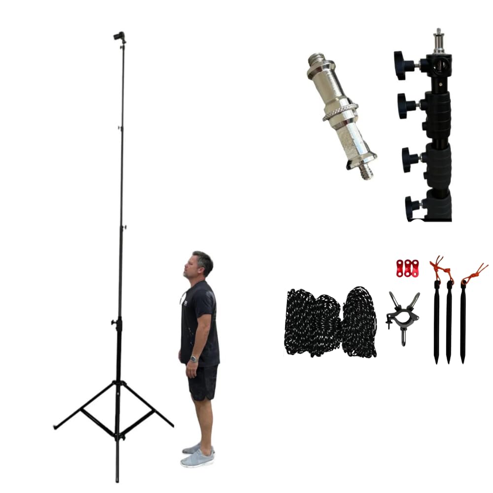 Glide Gear TST 12 12-Foot Tripod Stand – Air-Cushioned Telescoping Sections, Heavy-Duty Aluminum Construction, Adjustable Height, Supports Cameras Up to 4 lbs - Stabilization Kit Included