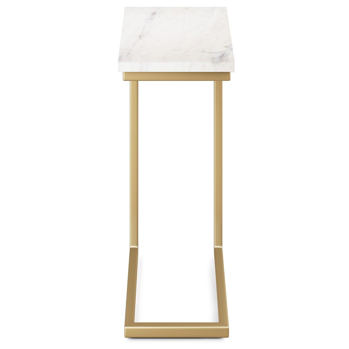 SIMPLIHOME Skyler Metal Table - 18" Wide x 24" High Solid Iron C-Side Table with Genuine White Marble Top in Gold, Contemporary Accent End Table for Living Room or Home Office with Slide-Under Design