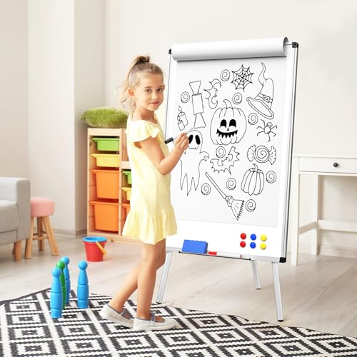 Magnetic Whiteboard Easel Stand, Dry Erase 36 x 24 White Board with Height Adjustable Tripod Stand, 3' x 2' Flipchart Ease...