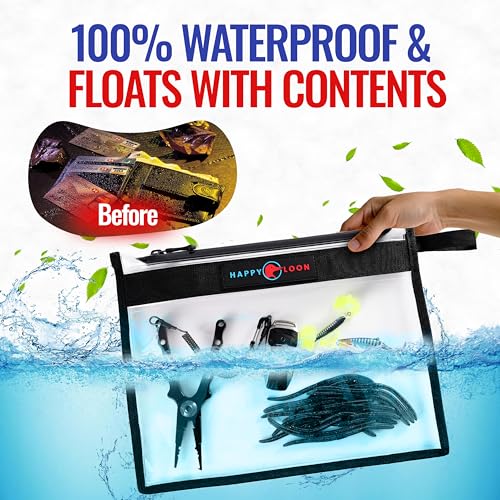 Happy Loon Floatig Waterproof Fishing Tackle Bag Set - 2 Large, 100% Submersible Dry Bags, Floats with phone & bait- Scub...
