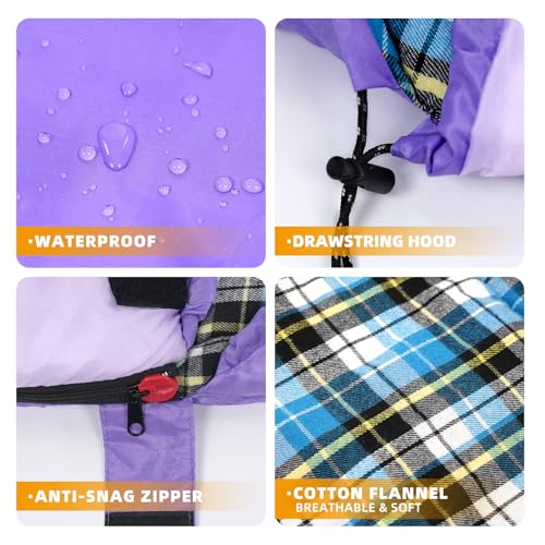 Cotton Flannel Lined Sleeping Bag for Adults Teens Kids, Cold Weather &Warm, 3 Seasons, Lightweight Compact Camping Essent...