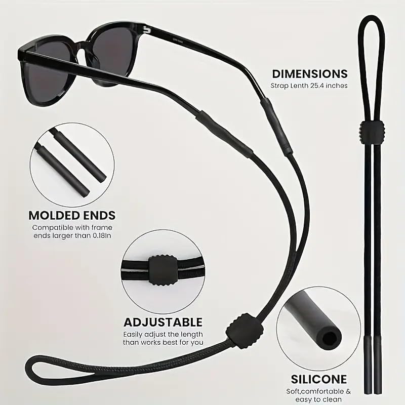 2pcs Sports Eyeglasses Strap Holder Anit Slip Glasses Cord Retainer, Adjustable Outdoor Sports Sunglasses Chain Women Men