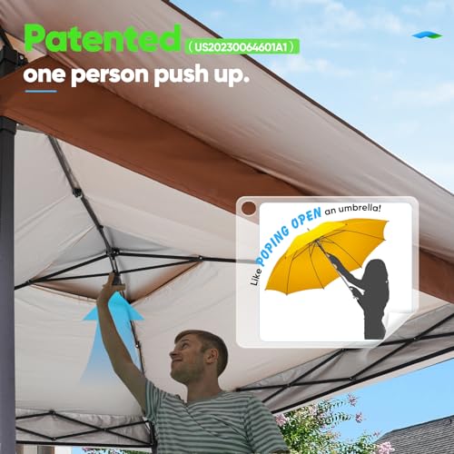 Quictent 13'x13' Pop up Gazebo Canopy Tent, One Person Set up Portable Instant Folding Shelter, Outdoor Canopy Tent with E...
