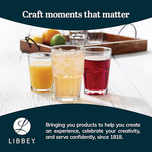 Libbey Boston Tumbler, Rocks, and Juice Glasses, 18 Piece Classic Stackable Glass Cups Set, Versatile, Kitchen Drinking Gl...