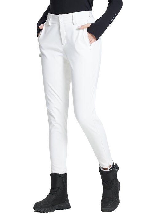 baleaf Women's Fleece Lined Snow Ski Pants Waterproof Insulated Windproof Slim Thermal Winter Pants Hiking Snowboard White S
