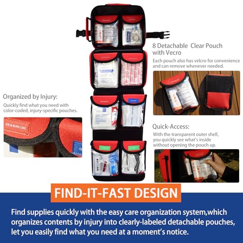FALCON RESCUE Premium 418-Piece First Aid Kit for Home, Travel, Camping, Hiking & Outdoor Emergencies, Tear-Resistant Surv...