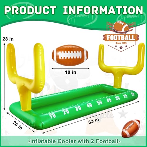 Inflatable Football Field Cooler Football Party Drink Cooler and 2 Pcs Inflatable Beach Balls Buffet for Party Favors for ...
