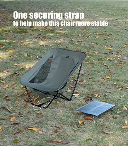 iClimb 1 Ultralight Compact Low Folding Chair and 1 Anti-Sinking Large Feet Chair Bundle, for Adults Outdoor Backpacking H...