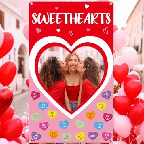 Valentine's Day Candy Heart Photo Prop Selfie Frame Valentine's Day Party Decoration Sweet Candy Conversation Hearts Hangi...